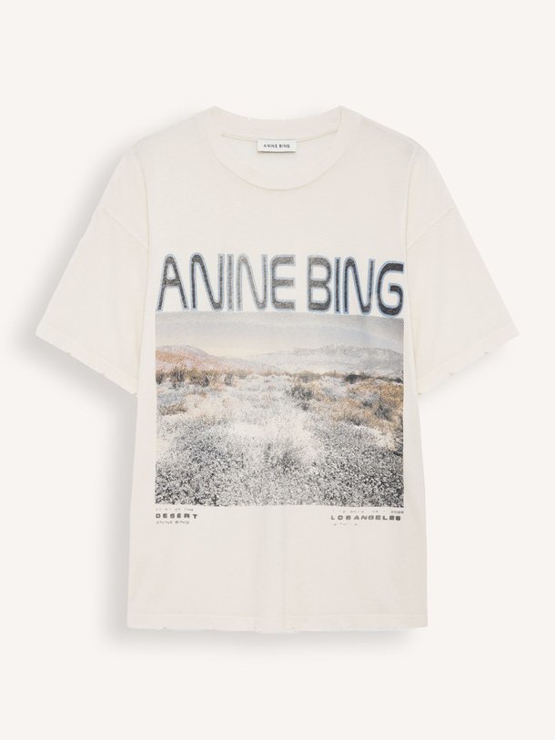 Ontdek de Cade katoenen T-shirt met print van Anine Bing in de kleur Off-white bij Orangebag. Op werkdagen voor 21:45 besteld, morgen in huis.