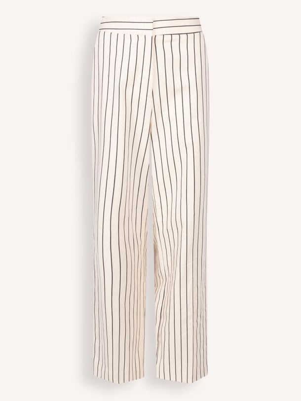 Ontdek de Sonja katoenmix gestreepte pantalon van Aaiko in de kleur ecru bij Orangebag. Op werkdagen voor 21:45 besteld, morgen in huis.