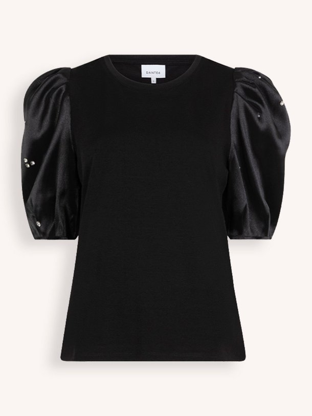 Ontdek de Mignon jersey top met strass van Dante 6 in de kleur Zwart bij Orangebag. Op werkdagen voor 21:45 besteld, morgen in huis.