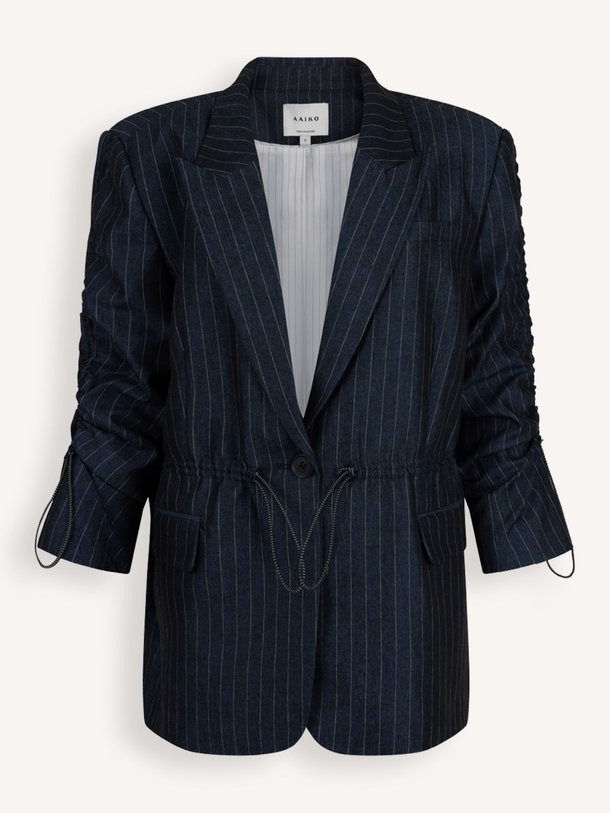Ontdek de Brynn katoenmix blazer met krijtstreep van Aaiko in de kleur Donkerblauw bij Orangebag. Op werkdagen voor 21:45 besteld, morgen in huis.