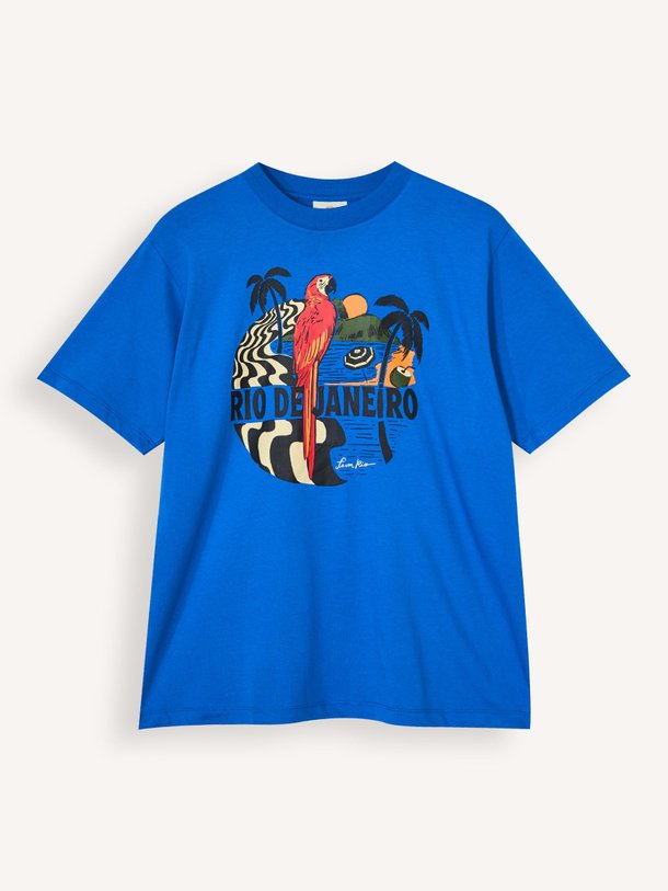 Ontdek de Katoenen T-shirt met print van Farm Rio in de kleur Blauw bij Orangebag. Op werkdagen voor 21:45 besteld, morgen in huis.