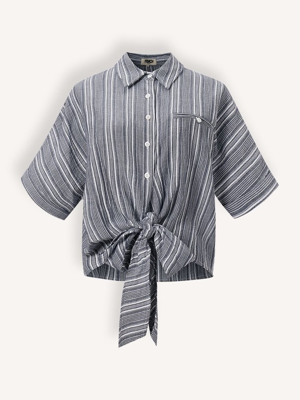 Ontdek de Sinea organic cotton gestreepte blouse van Frnch in de kleur Blauw bij Orangebag. Op werkdagen voor 21:45 besteld, morgen in huis.
