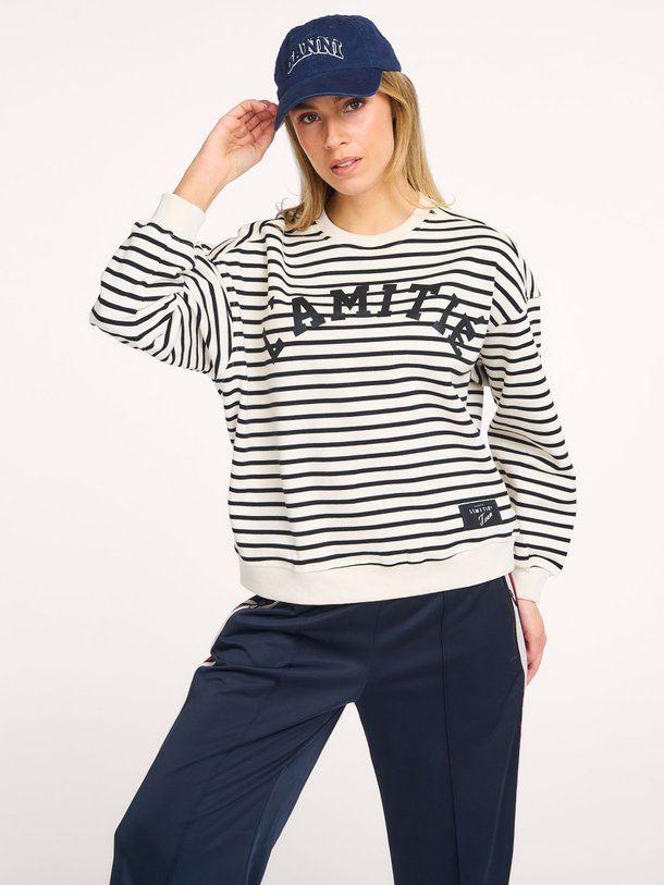 Ontdek de Katoenmix gestreepte sweater van Haute L'Amitié in de kleur Off-white bij Orangebag. Op werkdagen voor 21:45 besteld, morgen in huis.