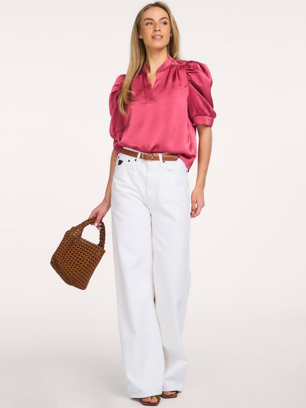 Roella Heavy Sateen Blouse, polyester, elastane.