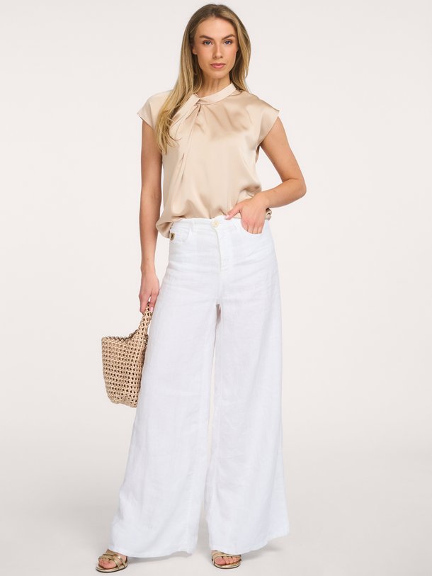 Fleur Drapy Satin Blouse, polyester