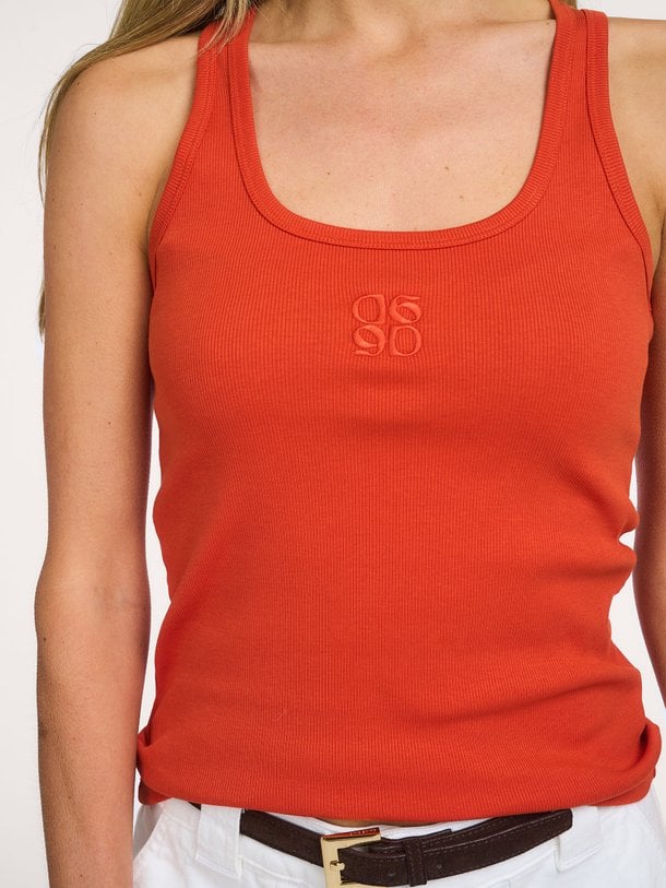 Dante6-Zora scoopneck logo tanktop Zora, katoenmix rib tanktop