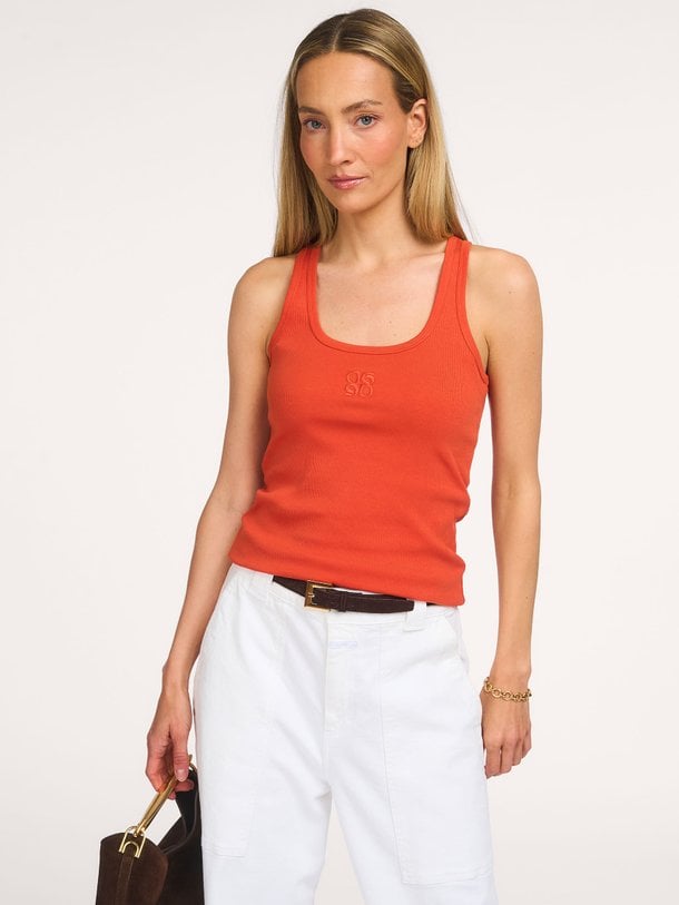 Dante6-Zora scoopneck logo tanktop Zora, katoenmix rib tanktop