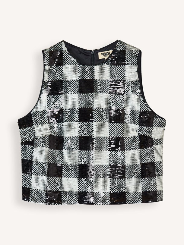 Ontdek de Donna, geweven top met pailletten van Frnch bij Orangebag. Op werkdagen voor 21:45 besteld, morgen in huis.