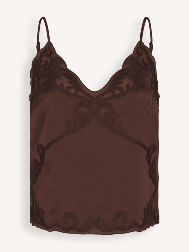 Ontdek de Ligne, geweven satijnlook top met kant van Dante 6 bij Orangebag. Op werkdagen voor 21:45 besteld, morgen in huis.