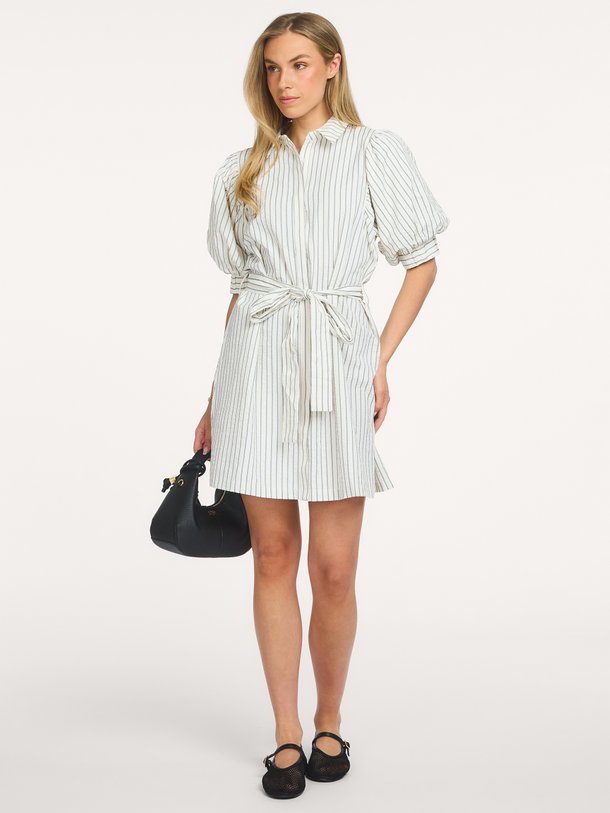 Serene Slim Stripe Dress Serene, katoenmix gestreepte jurk