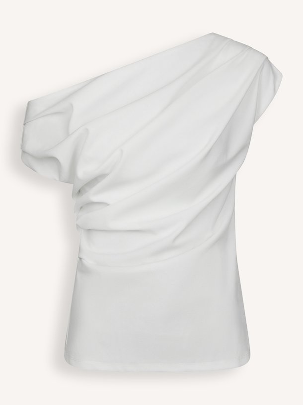 Ontdek de elegante Neo Noir Mabelle Drapy Top in wit bij Orangebag. Een verfijnde one-shoulder top met prachtige draping voor een feestelijke vibe.