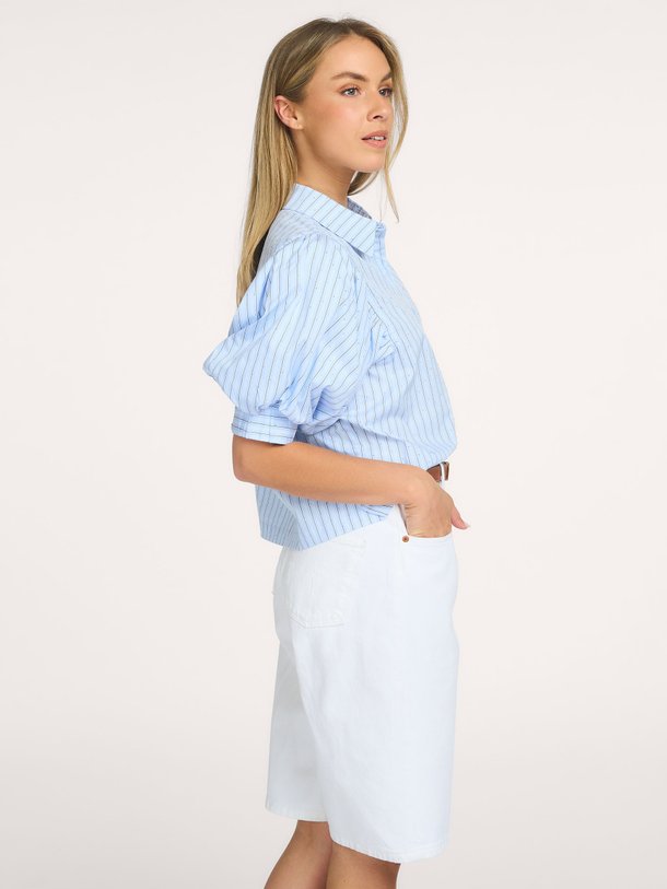 Etta, katoenmix gestreepte blouse met strass