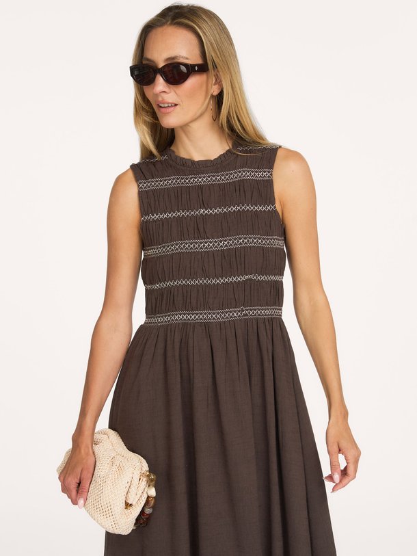 Atika Deco Smock Dress Atika, katoenen jurk