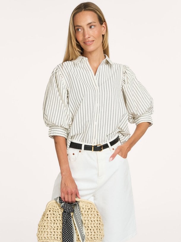 Etta Slim Stripe Shirt Etta, katoen/viscosemix blouse