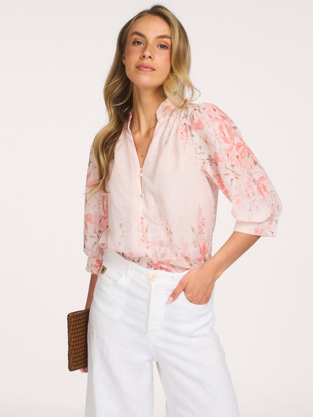Roselle, geweven blouse met print