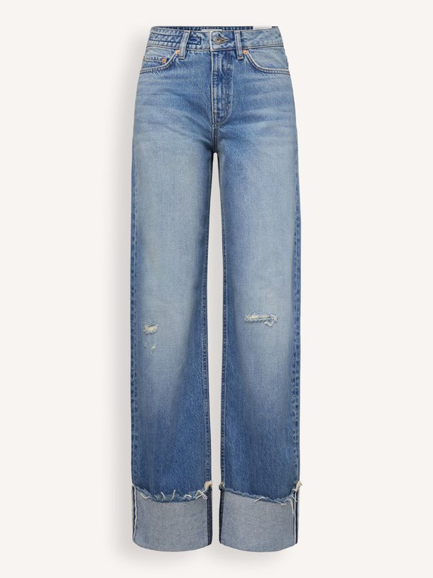 Ontdek de Medley mid waist loose fit non-stretch jeans van Drykorn in de kleur Blauw bij Orangebag. Op werkdagen voor 21:45 besteld, morgen in huis.