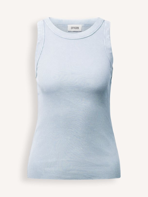 Ontdek de Olina katoenen rib tanktop van Drykorn in de kleur Lichtblauw bij Orangebag. Op werkdagen voor 21:45 besteld, morgen in huis.