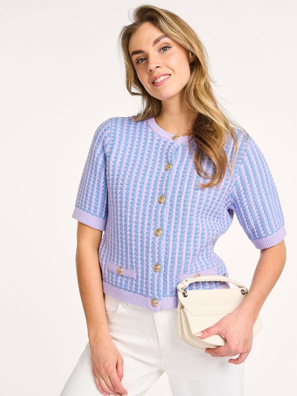 Ontdek de Chance katoenmix gestreept vest van Studio Anneloes in de kleur lila bij Orangebag. Op werkdagen voor 21:45 besteld, morgen in huis.