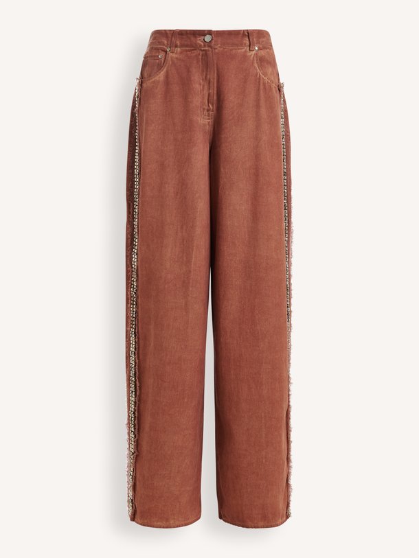 Jeeper, high waist wide fit jeans met studs