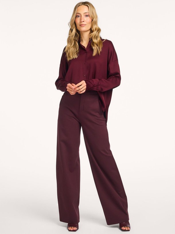 Ontdek de Fae viscosemix jersey wide leg broek van Drykorn in de kleur Bordeauxrood bij Orangebag. Op werkdagen voor 21:45 besteld, morgen in huis.