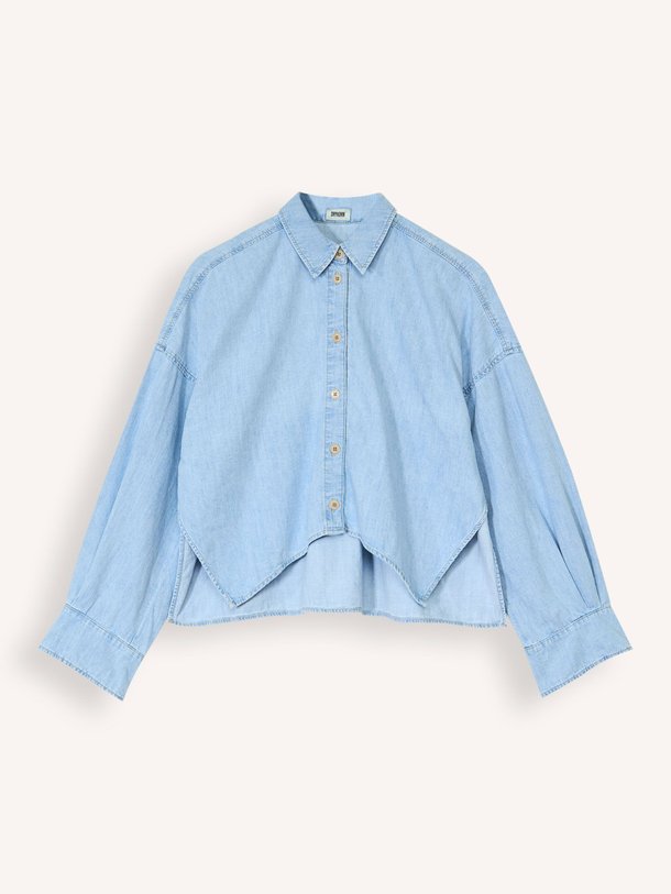 Drykorn Oshia - Denim Blouse - Blauw Ontdek de Oshia denim blouse van Drykorn in de kleur blauw bij Orangebag. Op werkdagen voor 21:45 besteld, morgen in huis.