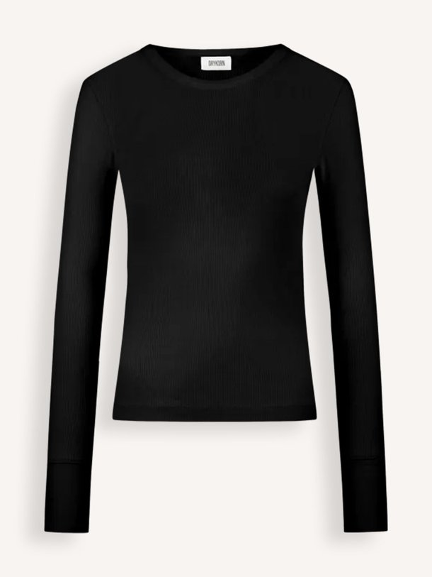 Ontdek de Nurit, katoenen rib longsleeve van Drykorn bij Orangebag. Op werkdagen voor 21:45 besteld, morgen in huis.