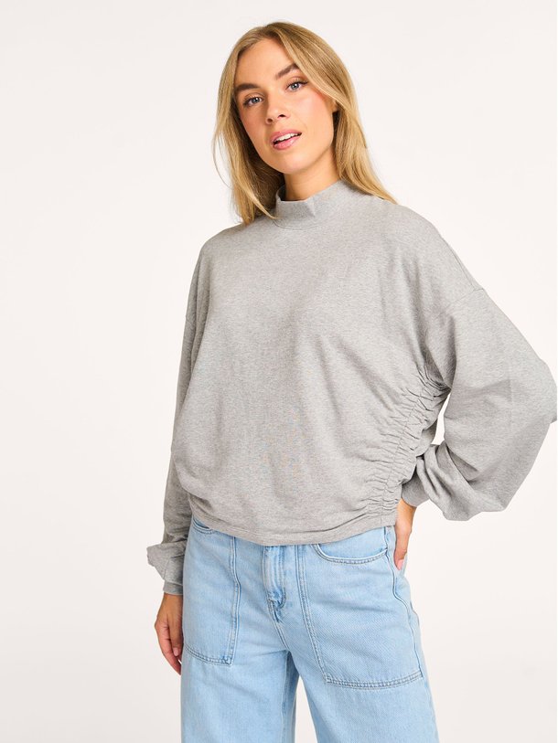 Ontdek de Syanah katoenmix gemêleerde sweater van Drykorn in de kleur grijs bij Orangebag. Op werkdagen voor 21:45 besteld, morgen in huis.