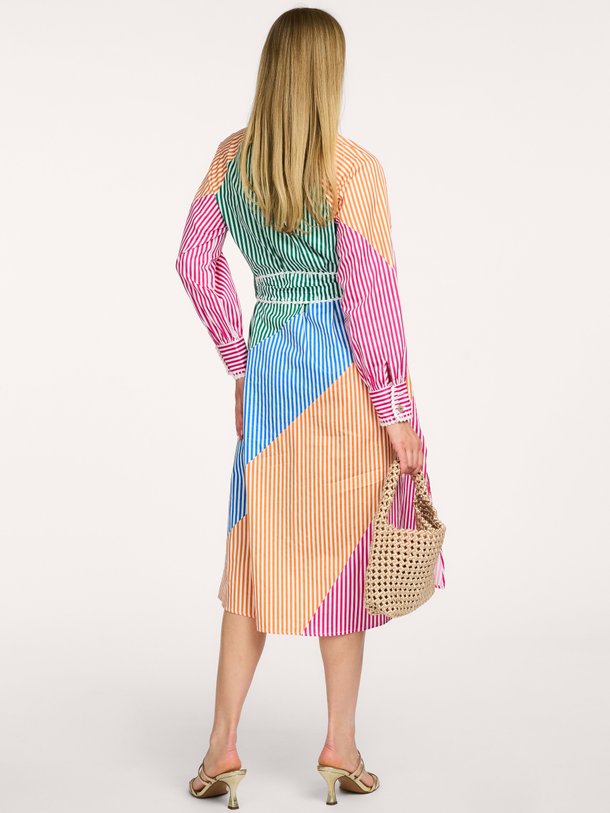Cutwork, katoenen gestreepte jurk