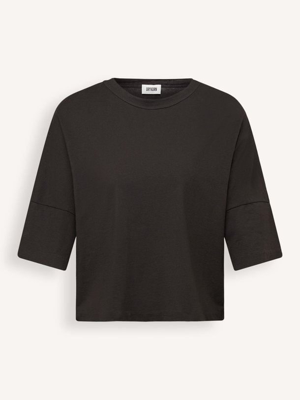 Ontdek de Kusia katoenmix T-shirt van Drykorn in de kleur Donkerbruin bij Orangebag. Op werkdagen voor 21:45 besteld, morgen in huis.