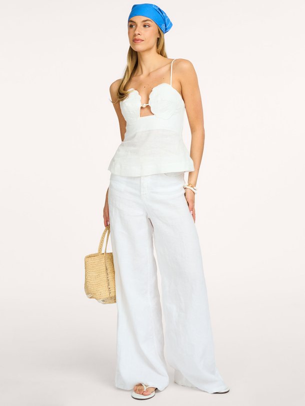 SHELL BUST OFF-WHITE PEPLUM BLOUSE Shell Bust, linnen top