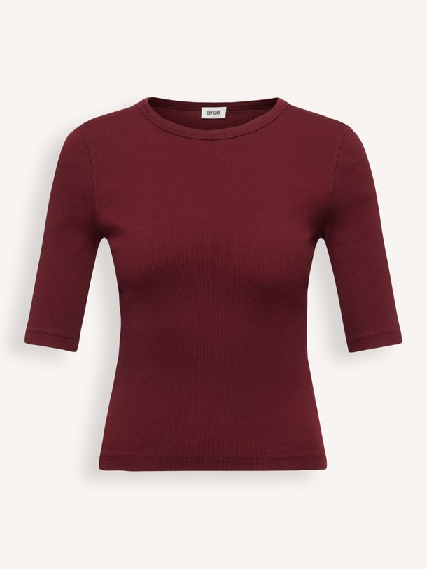 Ontdek de Selay katoenen rib top van Drykorn in de kleur Bordeauxrood bij Orangebag. Op werkdagen voor 21:45 besteld, morgen in huis.
