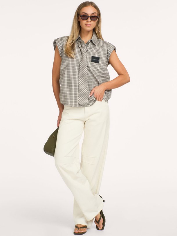 Chess NS Tie Shirt Chess, katoenmix geruite blouse