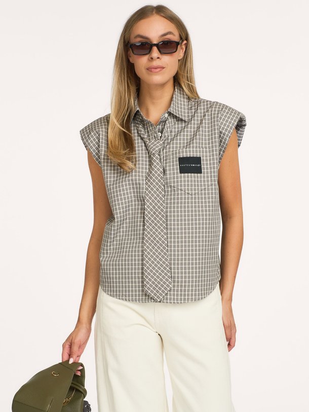 Chess NS Tie Shirt Chess, katoenmix geruite blouse