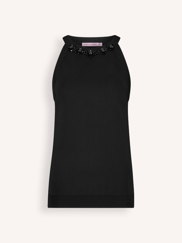 Ontdek de Feline viscosemix tanktop met applicatie van Studio Anneloes in de kleur zwart bij Orangebag. Op werkdagen voor 21:45 besteld, morgen in huis.