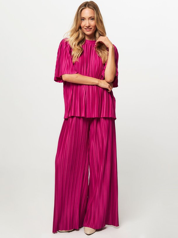 Ontdek de Frankie geweven wide leg plissé broek van Studio Anneloes in de kleur fuchsia bij Orangebag. Op werkdagen voor 21:45 besteld, morgen in huis.