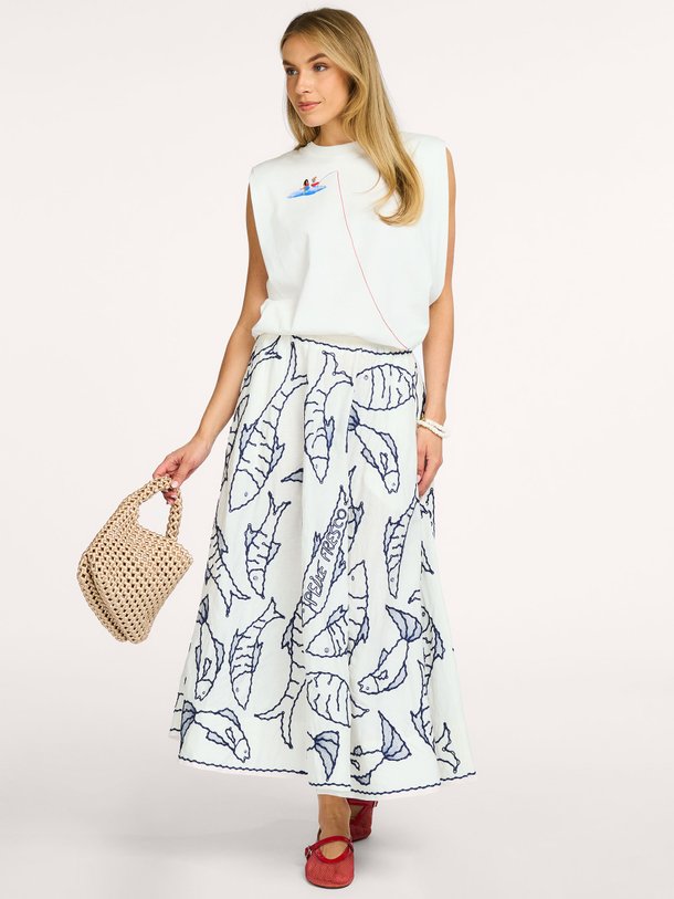 FRESH FISH MIDI SKIRT Fresh Fish, linnen/viscosemix rok