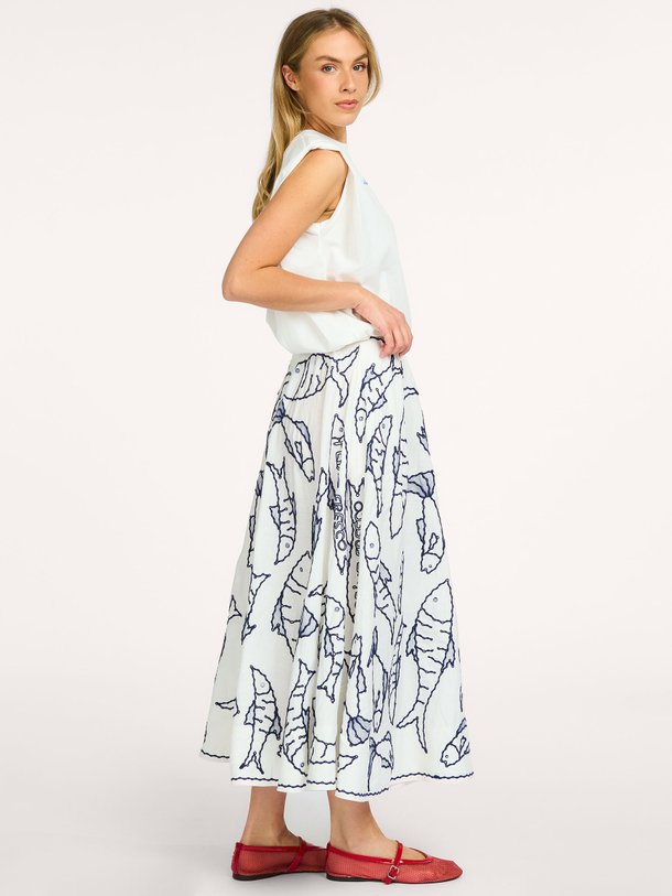 FRESH FISH MIDI SKIRT Fresh Fish, linnen/viscosemix rok