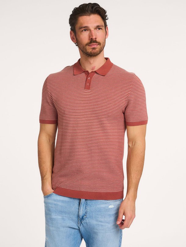 Ontdek de Triton katoenen polo met structuur van Drykorn in de kleur Terracotta bij Orangebag. Op werkdagen voor 21:45 besteld, morgen in huis.