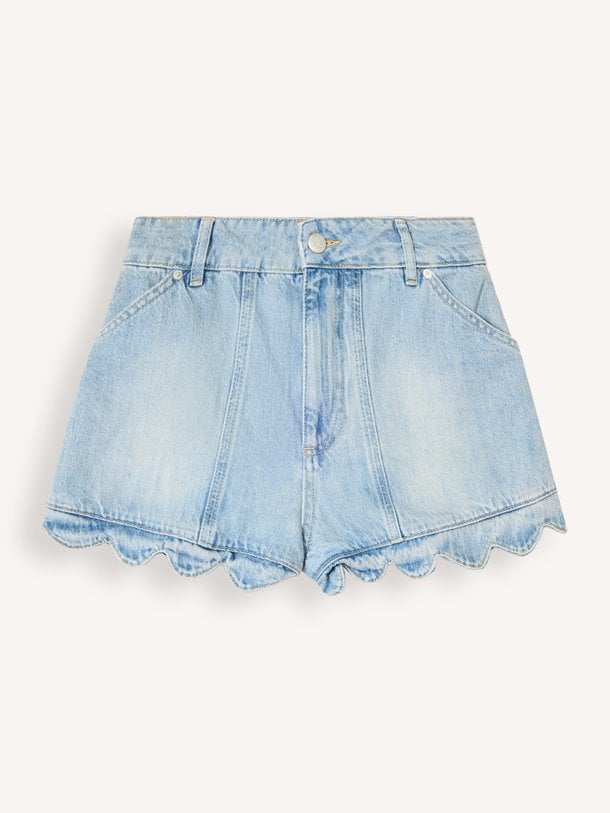 ROMANTIC RUFFLE DENIM SHORTS High waist denim short