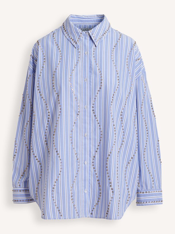 JEHLANI Jehlani, katoenmix gestreepte blouse met strass