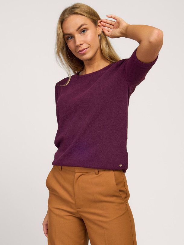 Ontdek de Felica gebreide super soft top van Studio Anneloes in de kleur aubergine bij Orangebag. Op werkdagen voor 21:45 besteld, morgen in huis.