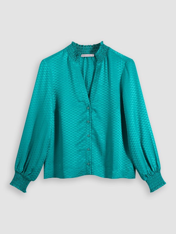 Ontdek de Kiara viscose blouse met dessin van Studio Anneloes in de kleur turquoise bij Orangebag. Op werkdagen voor 21:45 besteld, morgen in huis.