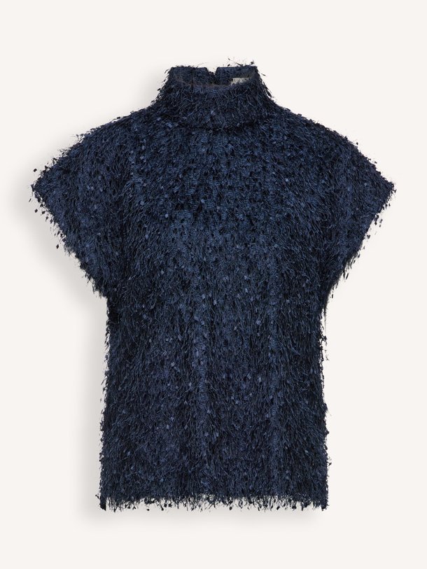 Ontdek de Alaria modalmix top met franjes van Drykorn in de kleur Donkerblauw bij Orangebag. Op werkdagen voor 21:45 besteld, morgen in huis.