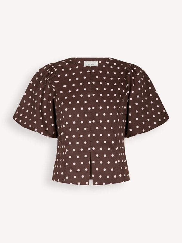 Anela, geweven blouse met stippen
