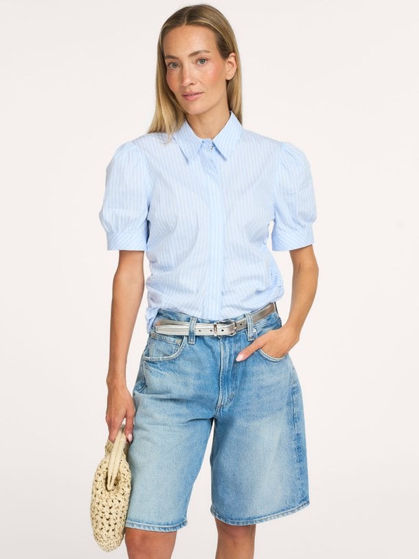 Frannie Soft Stripe Shirt Frannie, katoenmix gestreepte blouse