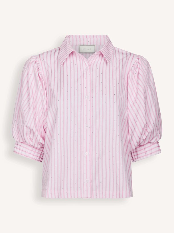 Etta Soft Stripe Stone Shirt Etta, katoenmix blouse met studs