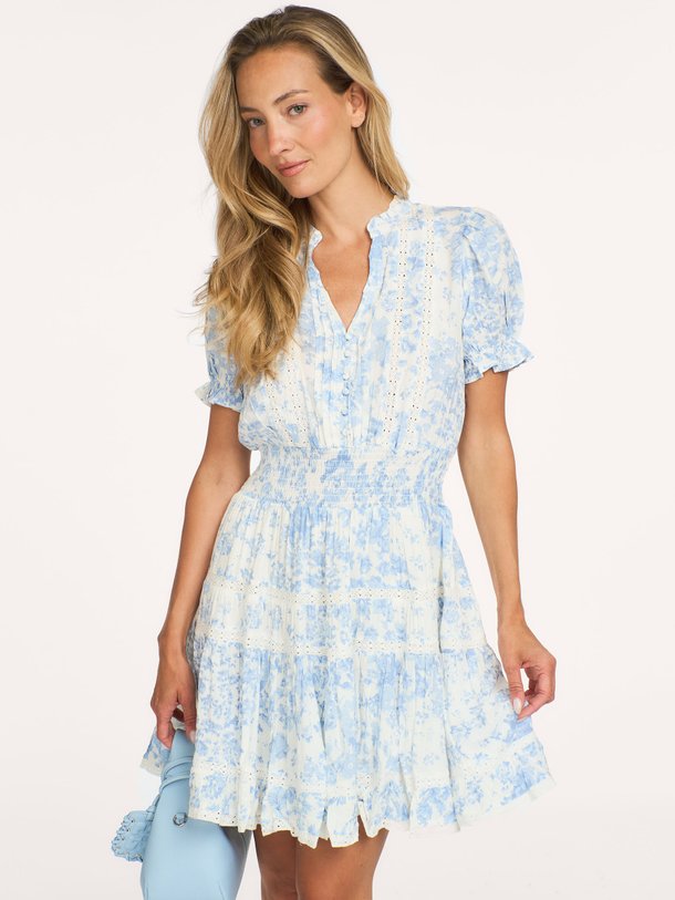 Constance Porcelain Dress Constance, viscose jurk met print