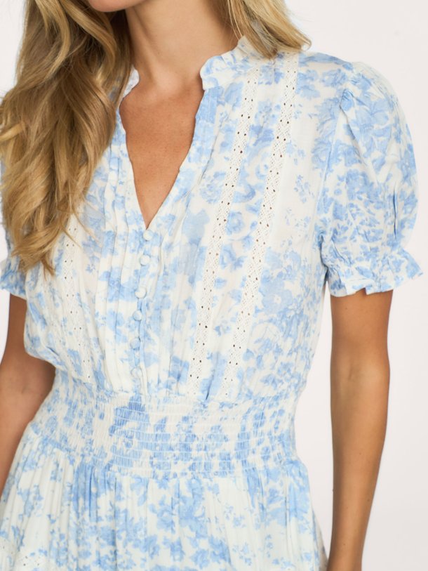 Constance Porcelain Dress Constance, viscose jurk met print