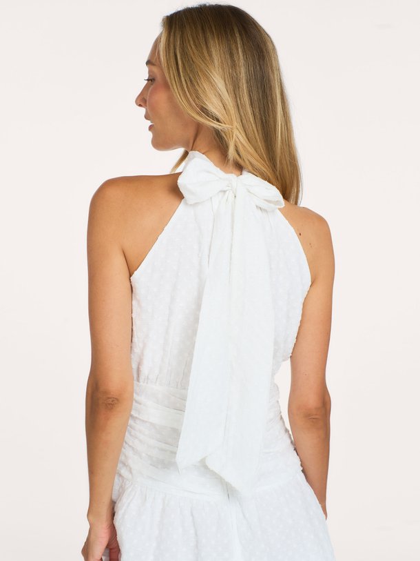 Amaris Dobby Dress Amaris, katoenen halterjurk