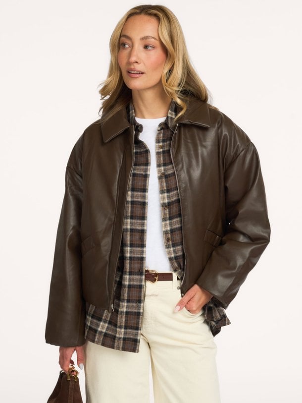 Sasha Jacket Sasha, leatherlook gewatteerd jack